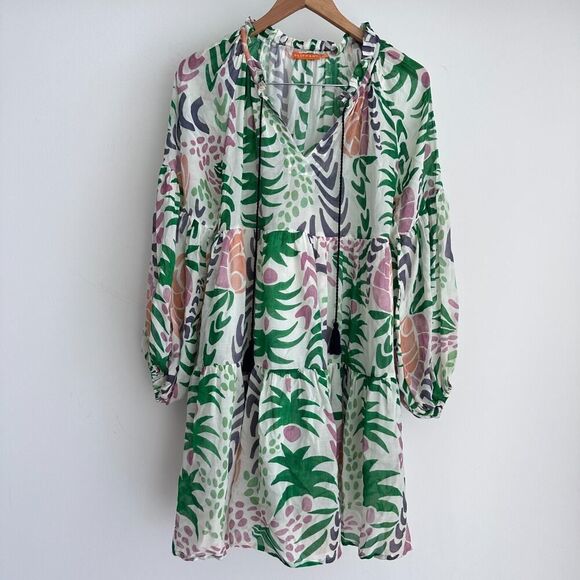 Oliphant Green and Pink Patterned Mini Dress - Picture 1 of 10